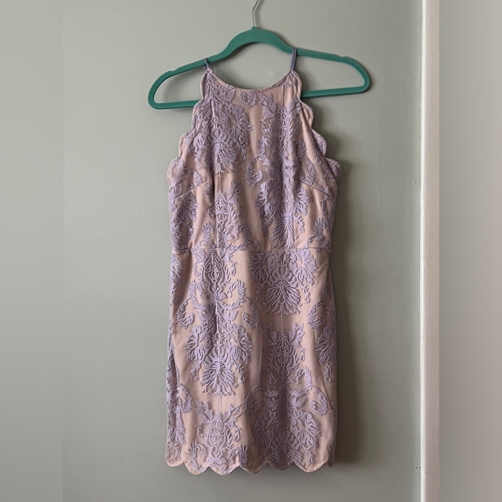 Hello Molly High Neck Open Back Emboidered Mini Dress Women Sz 12 Summer